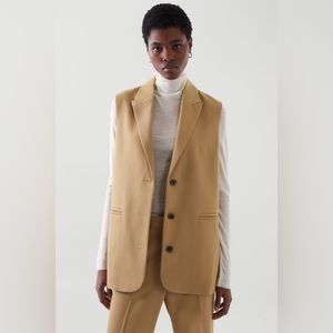 NWT COS Sleeveless Wool Blazer Vest Camel Beige 2